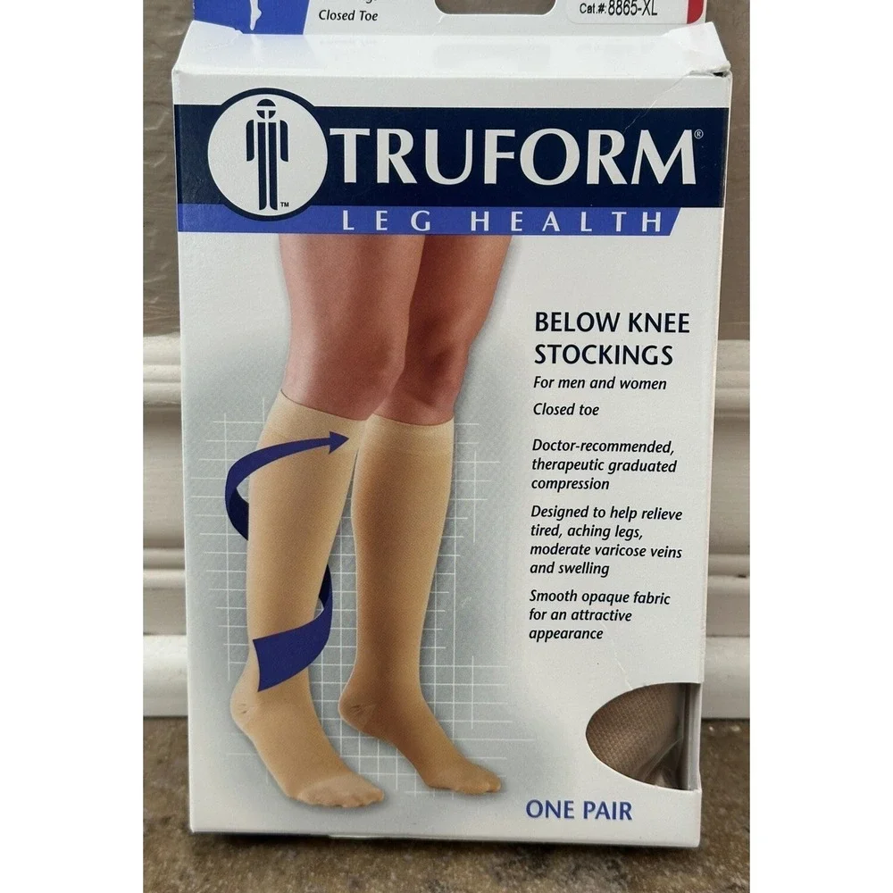Truform 20-30 Firm #8865 Unisex Beige Below Knee Compression Stockings Size XL